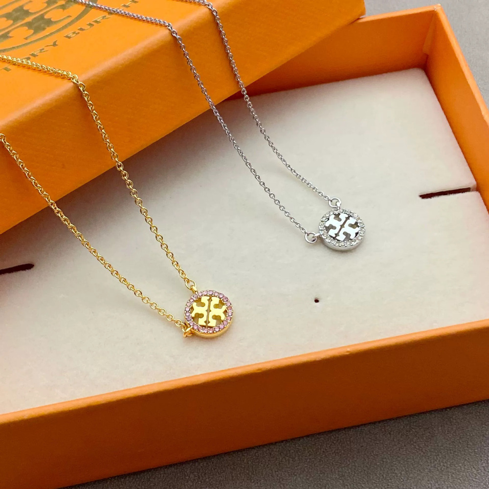 Tory Burch Crystal Round Necklace